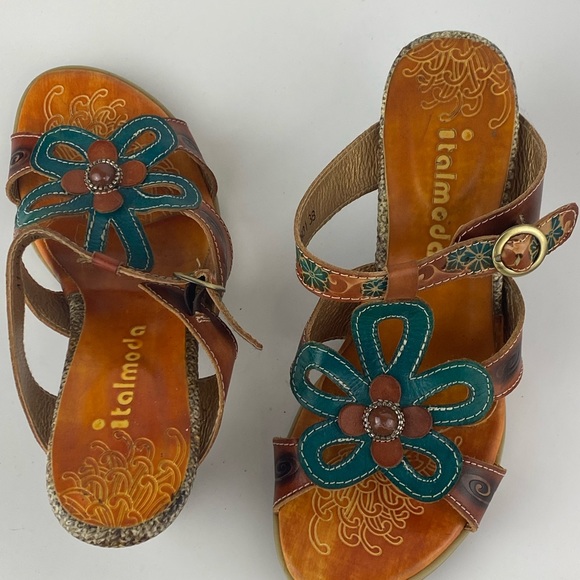 Italmoda Slip on Heel Sandals Made in Italy Sz 38 - Picture 2 of 8